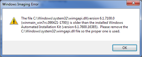 Windows Imaging Error
