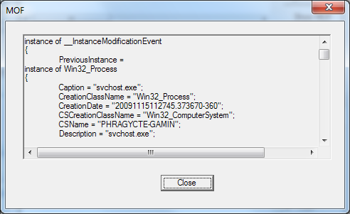 __InstanceModificationEvent MOF Syntax (wbemtest)